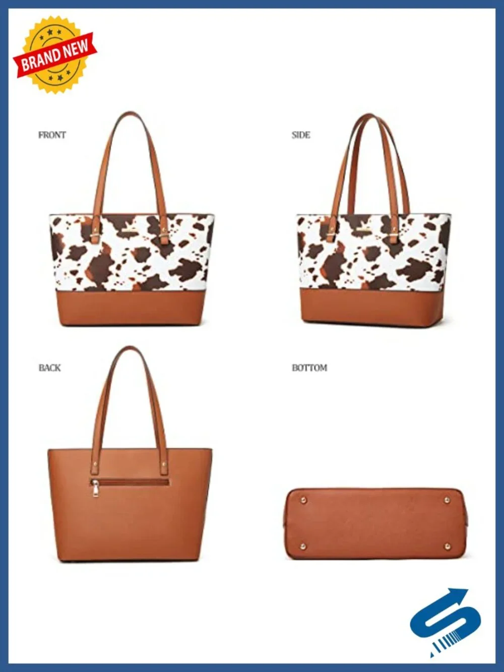 4-Piece Synthetic Leather Tote Satchel Set with Wallet & Card Holder